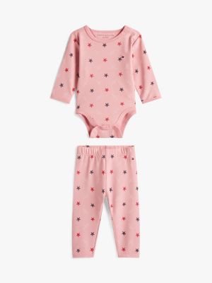 Babies' Star Onesie and Pant Set, Soft Berry Multi