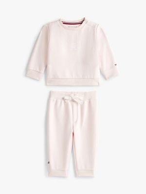 Babies' Logo Sweatshirt and Pant Set, Light Pink