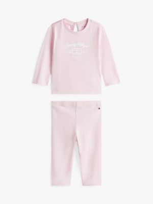 Babies' Logo Shirt and Pant Set, Light Pink
