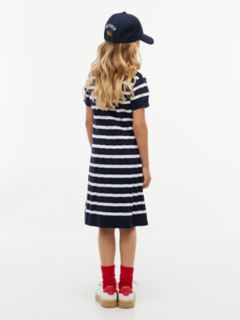 Kids' Stripe Cable Knit Polo Dress — Navy Blue 4