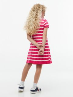Kids' Stripe Cable Knit Polo Dress — Jewel Pink 4