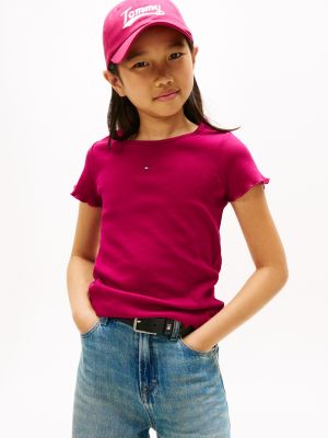 Kids' Lettuce-Trim Ribbed Top, Italian Wine