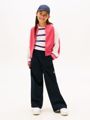 Kids' Wide Leg Stretch Twill Cargo Pant, Navy