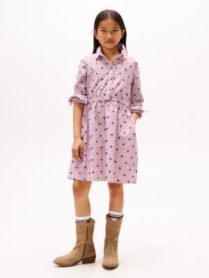 Kids' Allover Dot Shirtdress, Rouge