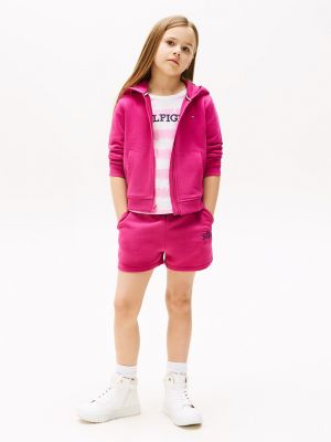 Kids' Embroidered Logo Sweatshort, Stunning Magenta