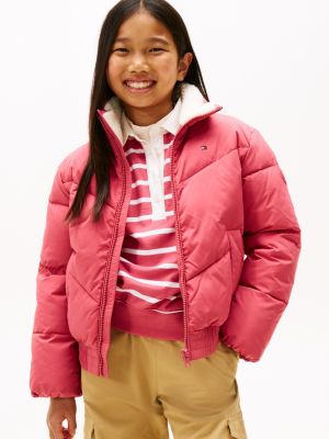 Kids' Teddy Collar Quilted Puffer Jacket, Heritage Pink
