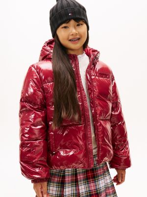 Kids' Glossy New York Puffer Jacket, Rouge