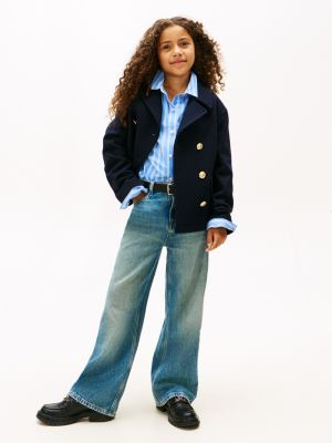 Kids' Double-Breasted Peacoat, Navy Blue