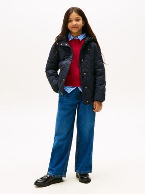 Kids' Quilted Hooded Puffer Jacket, Navy Blue