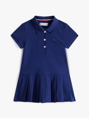 Babies' Pleated Polo Dress, Blue Ink