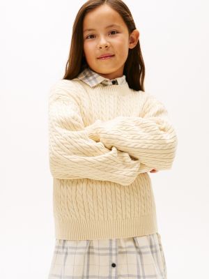 Kids' Cable Knit Sweater, Ivory