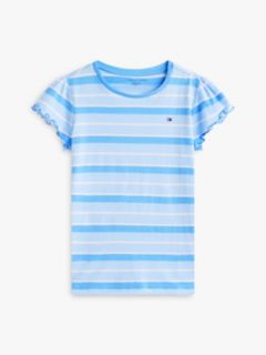 Kids' Stripe Lettuce-Trim Sleeve T-Shirt — Blue Spell 5