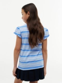Kids' Stripe Lettuce-Trim Sleeve T-Shirt — Blue Spell 4