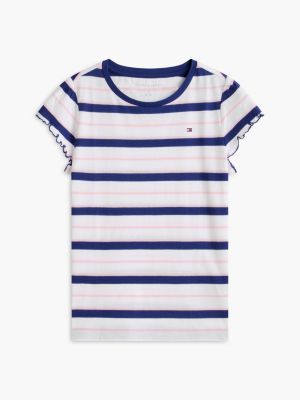 Детские футболки Tommy Hilfiger Kids' Stripe Lettuce-Trim Sleeve T-Shirt — фото 5
