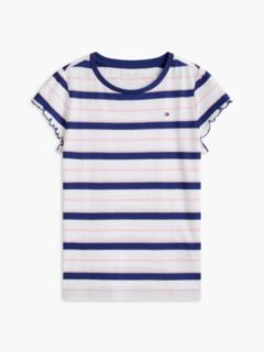 Kids' Stripe Lettuce-Trim Sleeve T-Shirt — Blue Ink 5