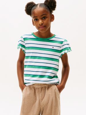 Kids' Stripe Lettuce-Trim Sleeve T-Shirt, Country Club