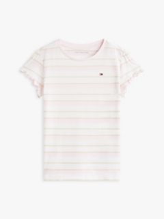 Kids' Stripe Lettuce-Trim Sleeve T-Shirt — Light Pink 5