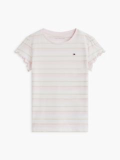 Kids' Stripe Lettuce-Trim Sleeve T-Shirt — Light Pink 6