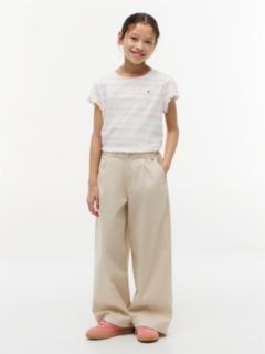 Kids' Stripe Lettuce-Trim Sleeve T-Shirt — Light Pink 2