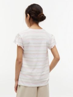 Kids' Stripe Lettuce-Trim Sleeve T-Shirt — Light Pink 4