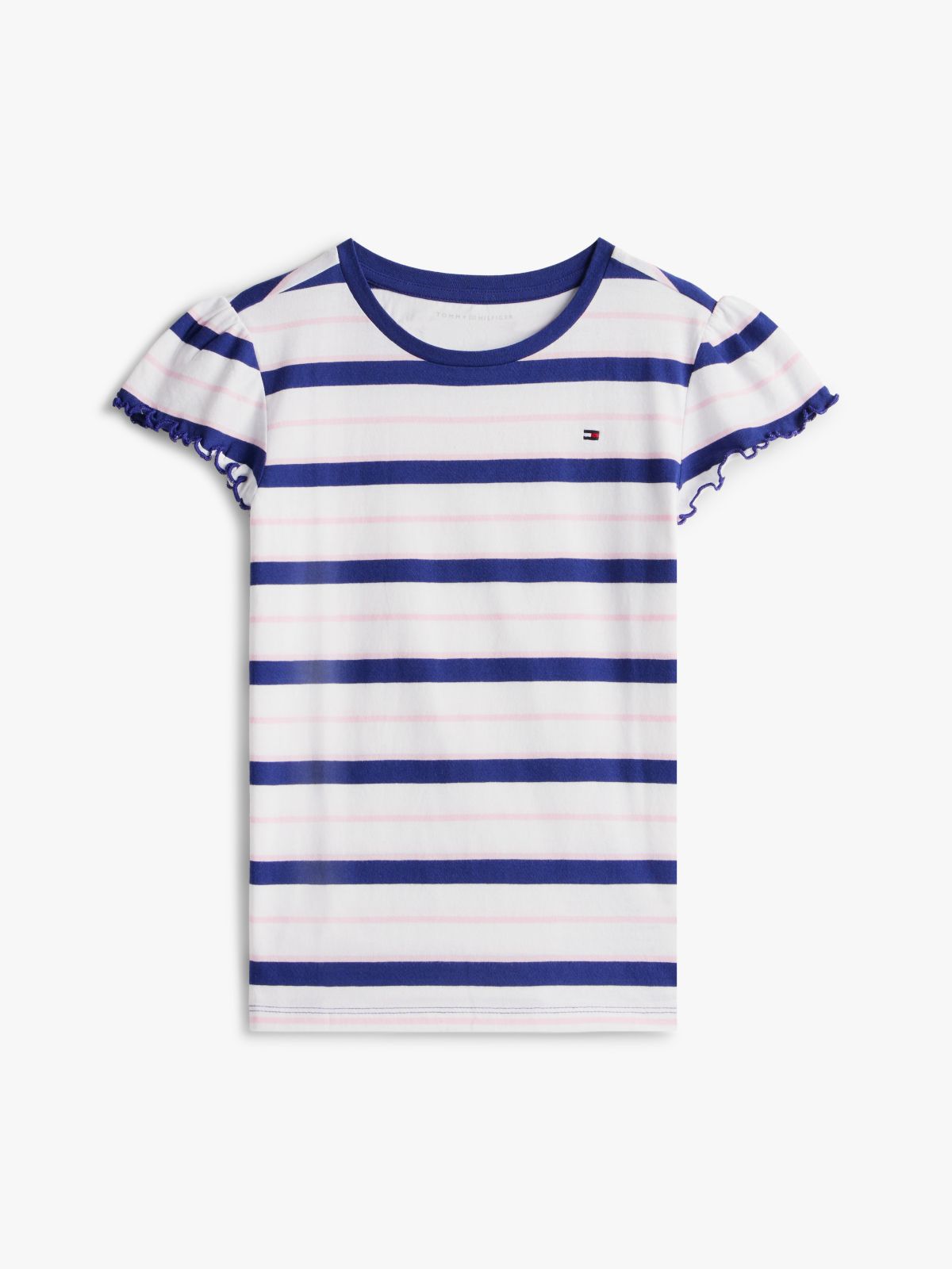 Kids' Stripe Lettuce-Trim Sleeve T-Shirt — Optic White
