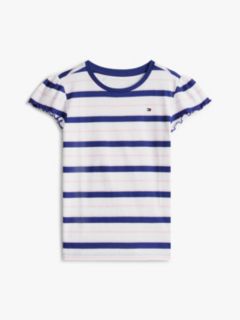 Kids' Stripe Lettuce-Trim Sleeve T-Shirt — Optic White 5