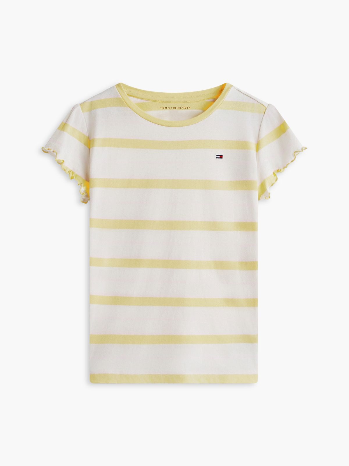 Kids' Stripe Lettuce-Trim Sleeve T-Shirt — Citronella