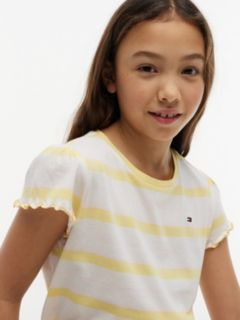 Kids' Stripe Lettuce-Trim Sleeve T-Shirt — Citronella 3