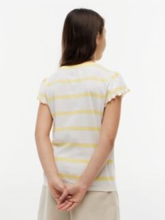 Kids' Stripe Lettuce-Trim Sleeve T-Shirt — Citronella 4