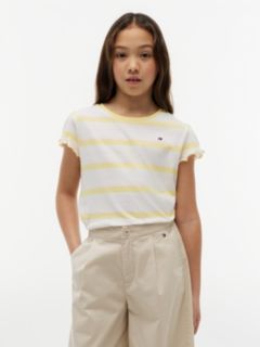 Kids' Stripe Lettuce-Trim Sleeve T-Shirt — Citronella 1