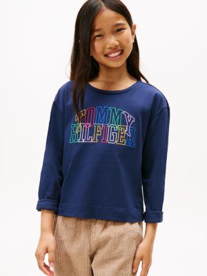 Kids' Long-Sleeve Logo T-Shirt, Twilight Navy