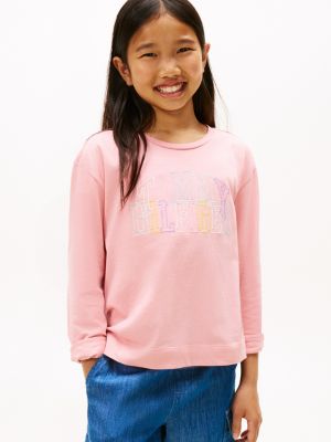 Kids' Long-Sleeve Logo T-Shirt, Soft Berry