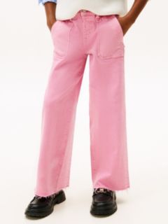 Kids' Stretch Wide Leg Utility Jean — Fuchsia Pink 2