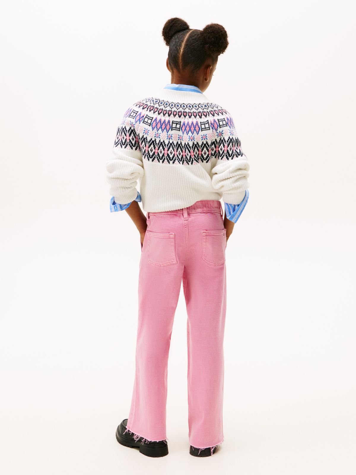 Kids' Stretch Wide Leg Utility Jean — Fuchsia Pink