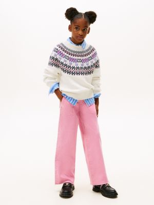 Kids' Stretch Wide Leg Utility Jean, Fuchsia Pink