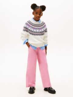Kids' Stretch Wide Leg Utility Jean — Fuchsia Pink 1