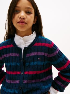 Kids' Stripe Cable Knit Cardigan | Tommy Hilfiger