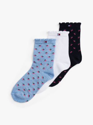 Kids' Ruffle Mini Trouser Sock 3-Pack, Blue Heather / Multi