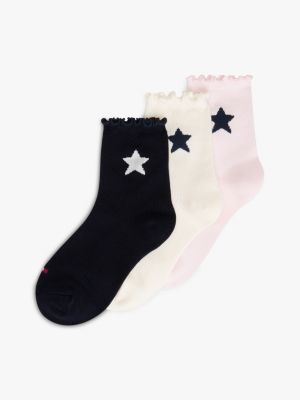 Kids' Star Trouser Sock 3-Pack, Navy Multi