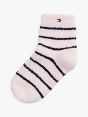 Kids' Stripe Plush Crew Sock, Light Pink / Multi