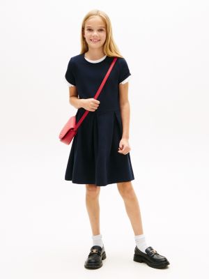 Kids' Short-Sleeve Skater Dress, Navy