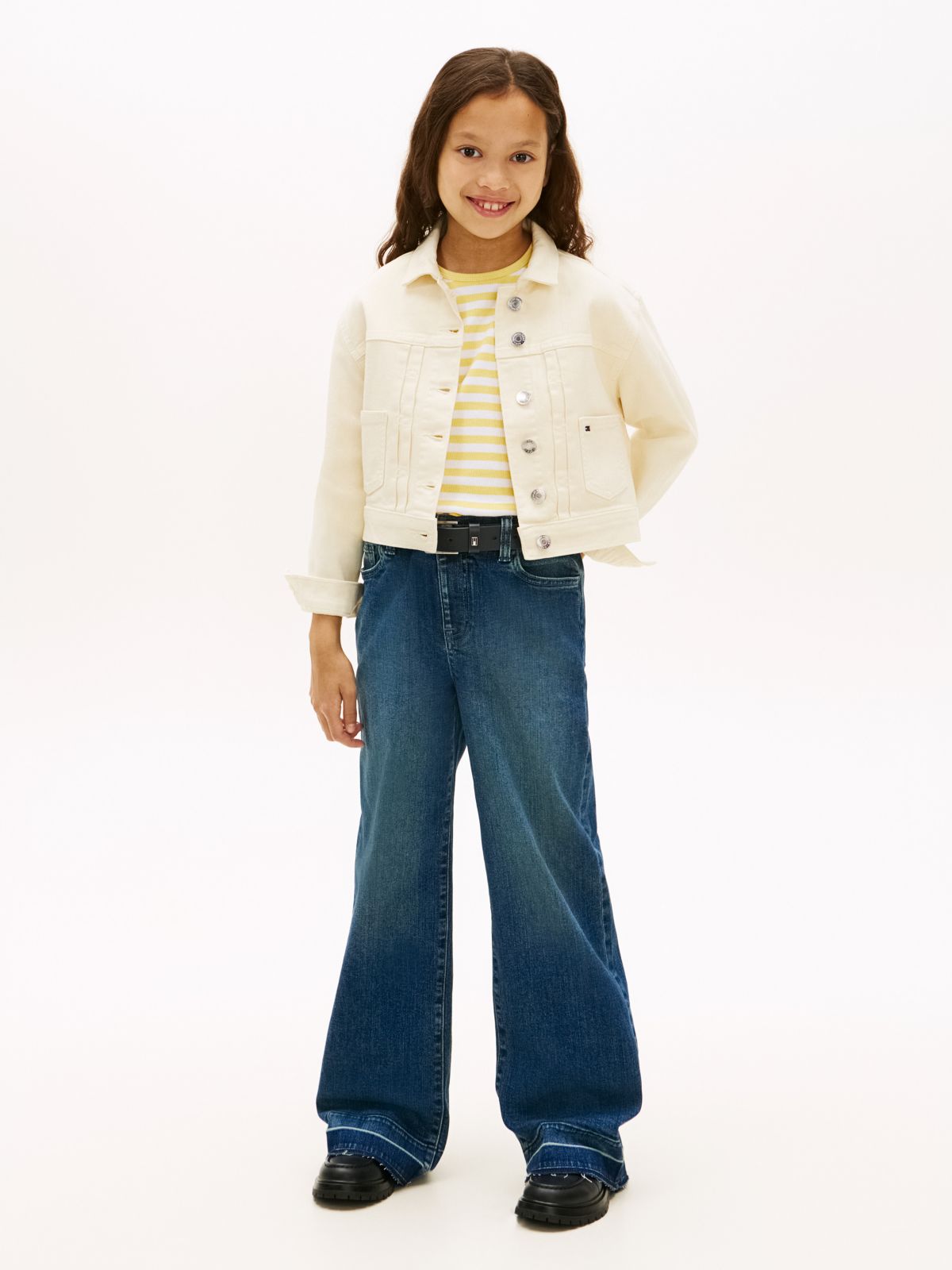 Kids' Stretch Wide Leg Jean — Dark Medium