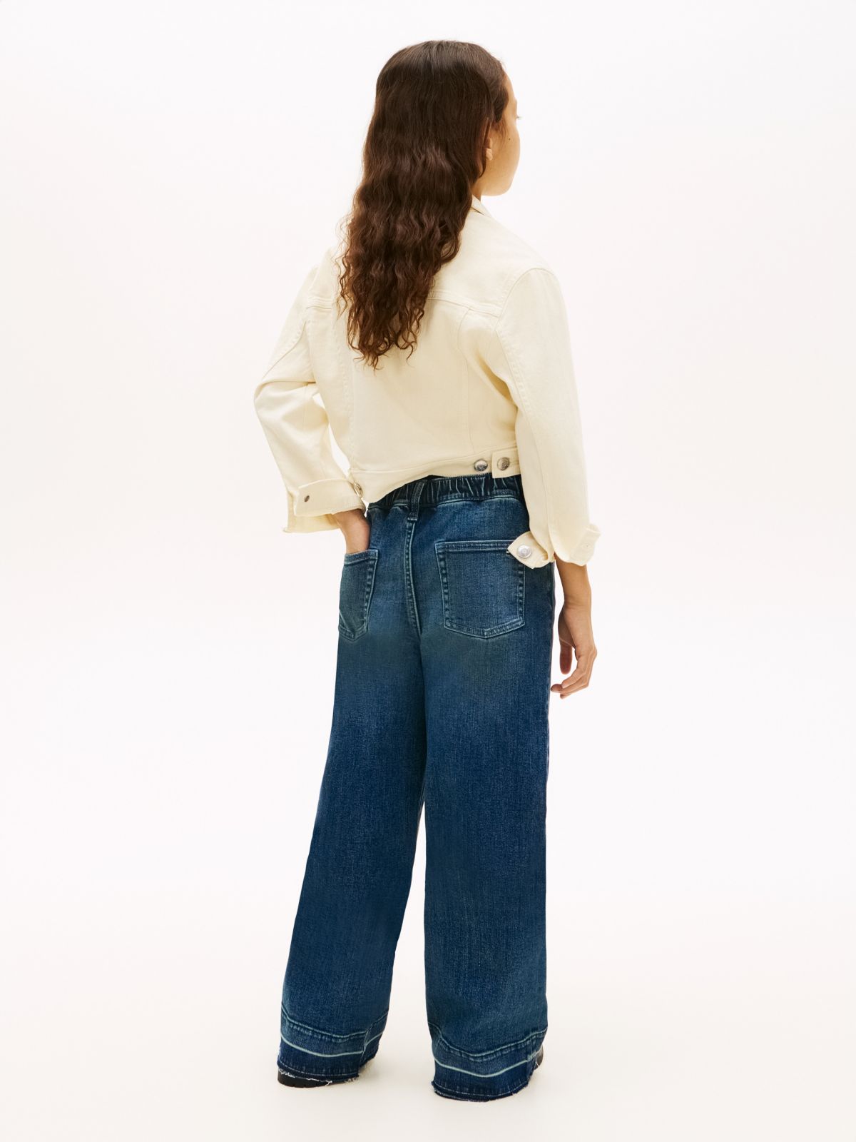 Kids' Stretch Wide Leg Jean — Dark Medium