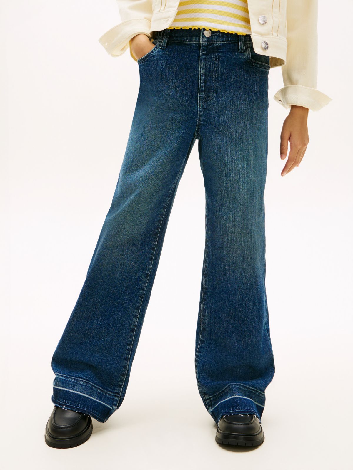 Kids' Stretch Wide Leg Jean — Dark Medium
