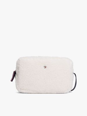 Kids' Teddy Fleece Crossbody Bag, White