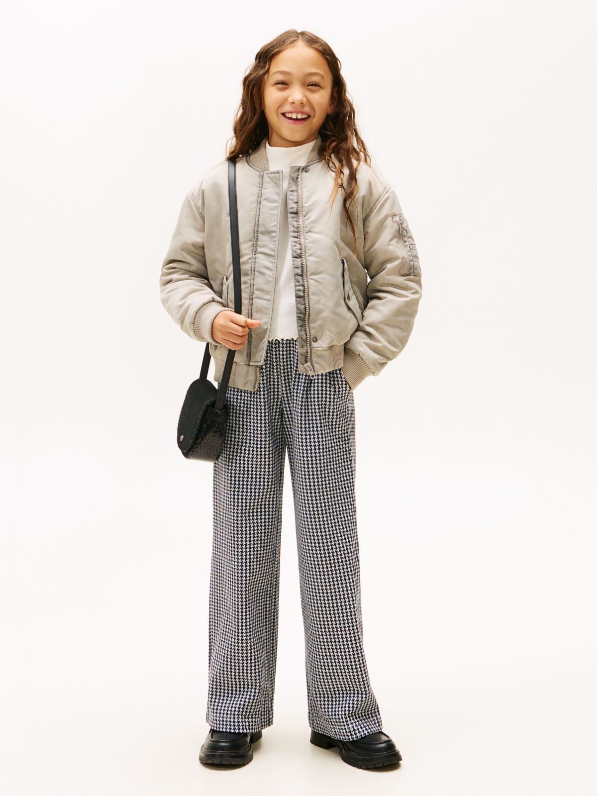 Kids' Houndstooth Knit Pull-On Pant — Black Multi