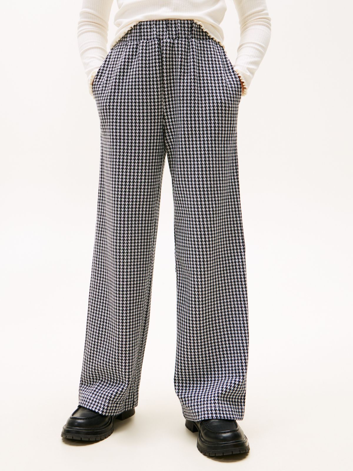 Kids' Houndstooth Knit Pull-On Pant — Black Multi