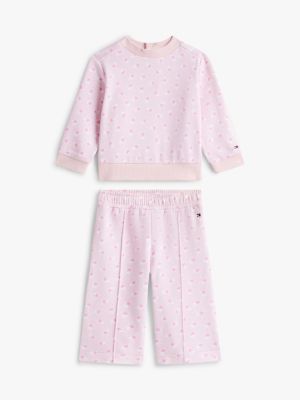 Babies' Star Top & Wide Leg Pant Set, Light Pink