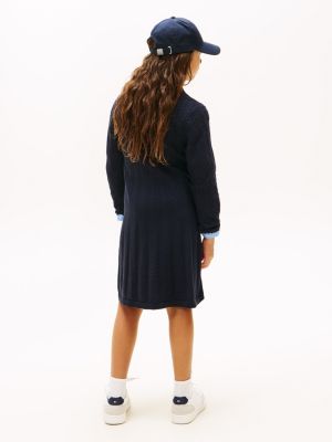 Детское платье Tommy Hilfiger Cable Knit Polo Sweater Dress, цвет: Тёмно-синий — фото 5