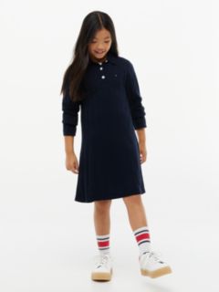 Kids' Cable Knit Polo Sweater Dress — Navy 1